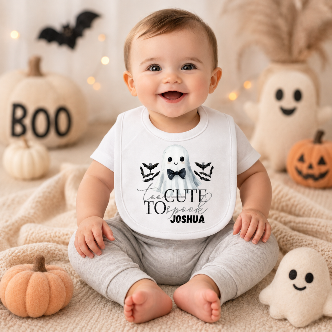 Too Cute To Spook Personalised Halloween Bib