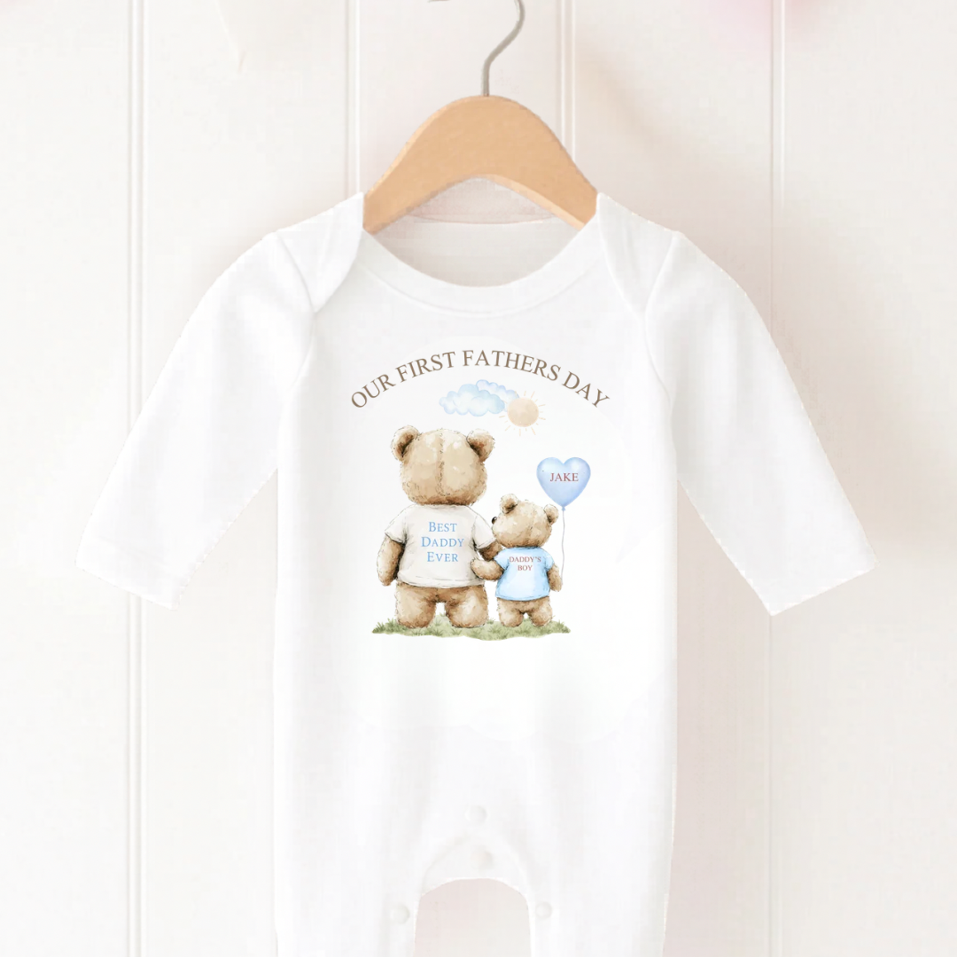 Our First Father’s Day Personalised Baby Romper - Blue