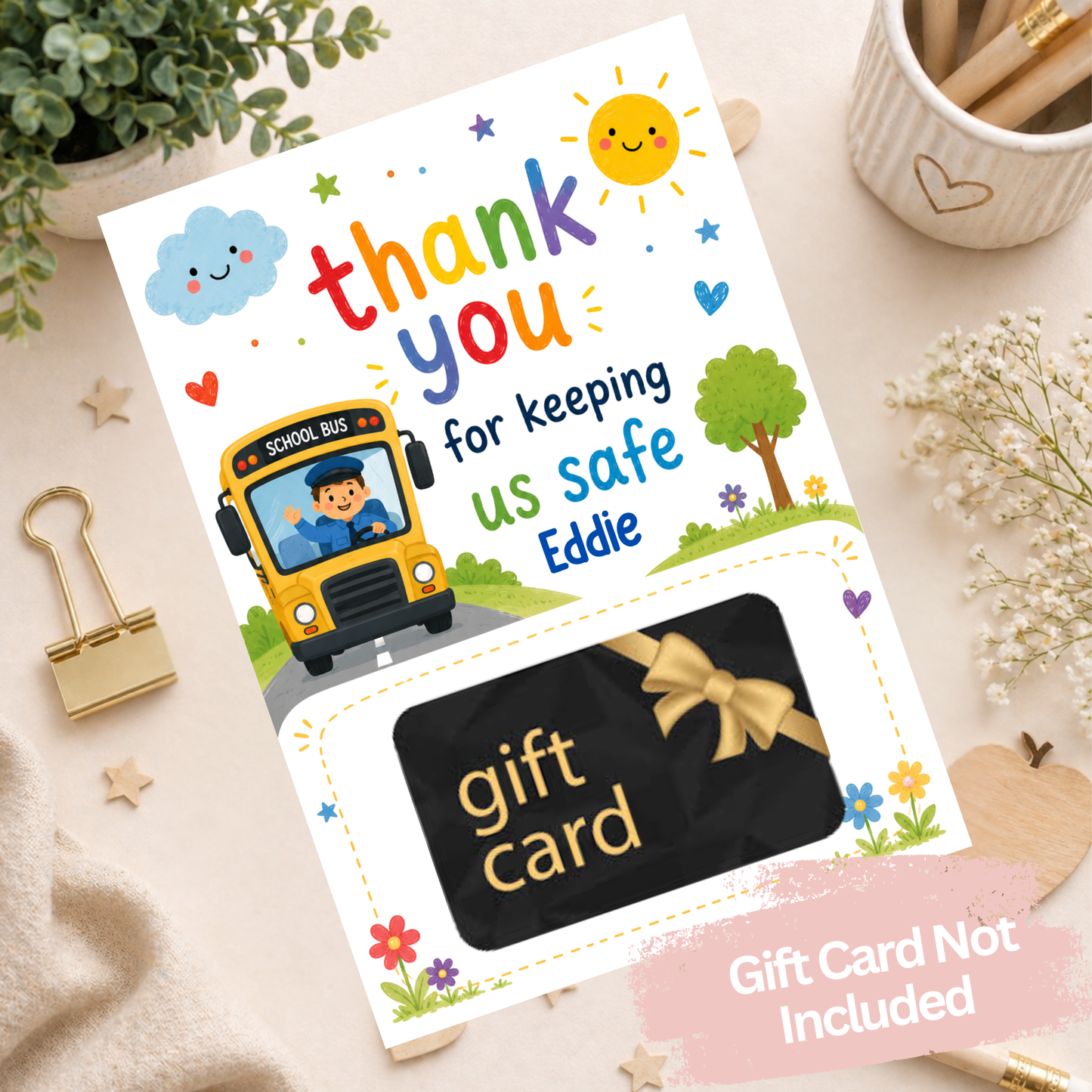 Thank You Bus Driver Gift Card Holder