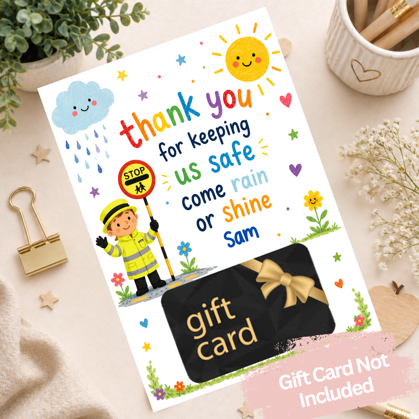Thank You Lollipop Person Gift Card Holder