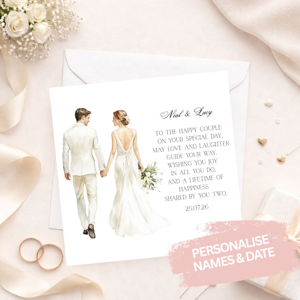 Elegant Bride & Groom Keepsake Card