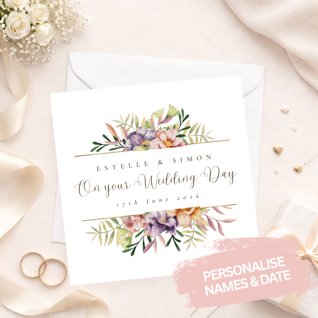 Watercolour Floral Wedding Card