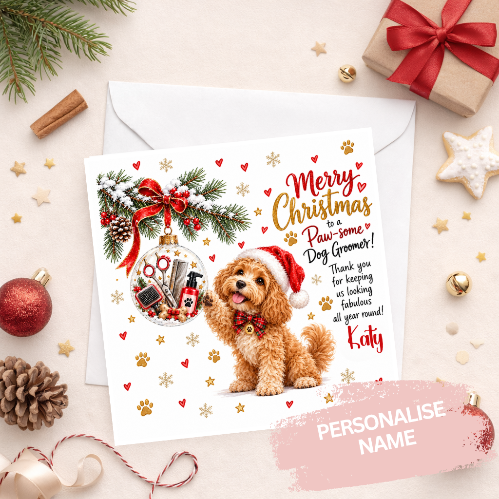 Personalised Dog Groomer Christmas Card