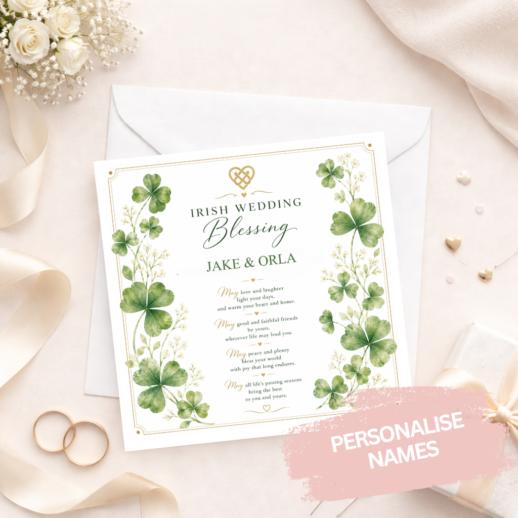 Personalised Irish Blessing Wedding Card