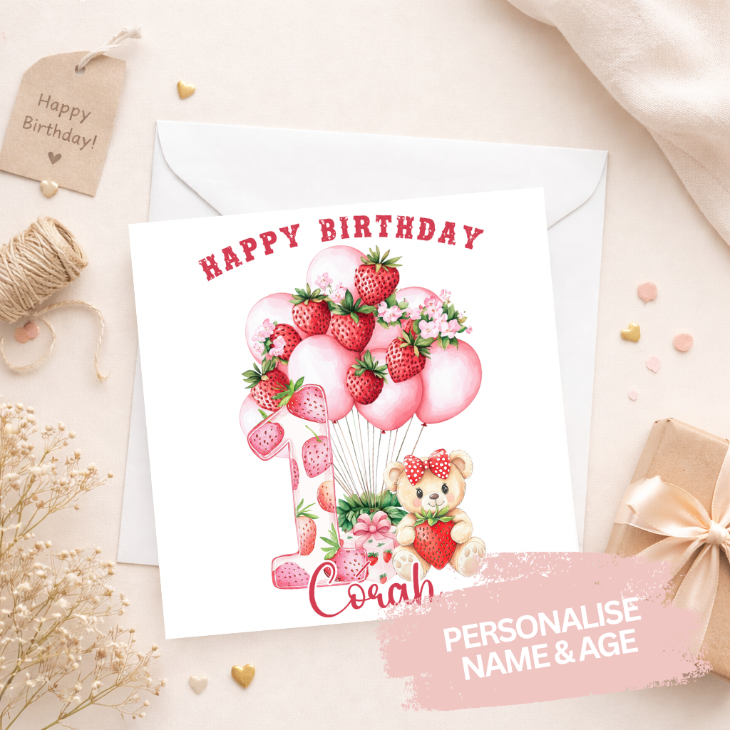 Girls Birthday Card - Strawberry Dreams