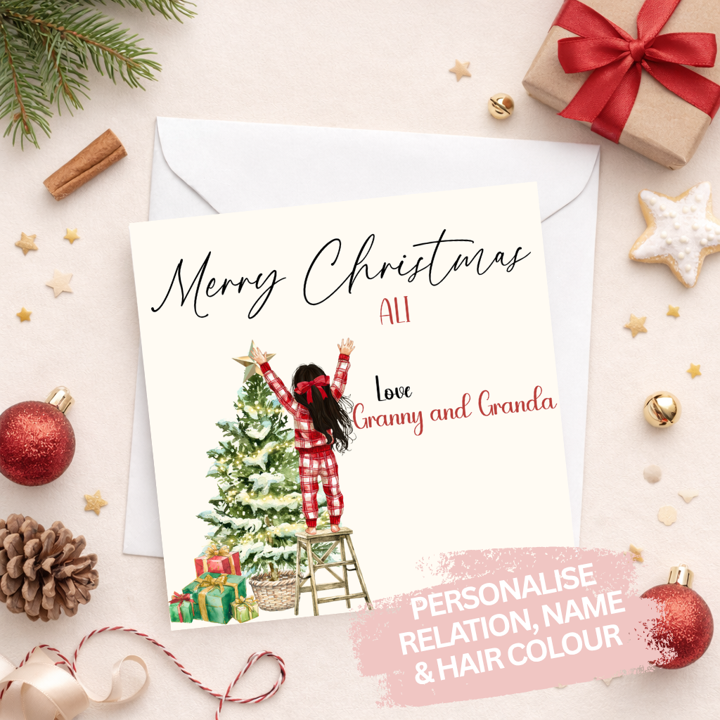Personalised Christmas Card for Grandson, Granddaughter or Child | Custom Name, Hair Colour & Relation Christmas Card (Copy)