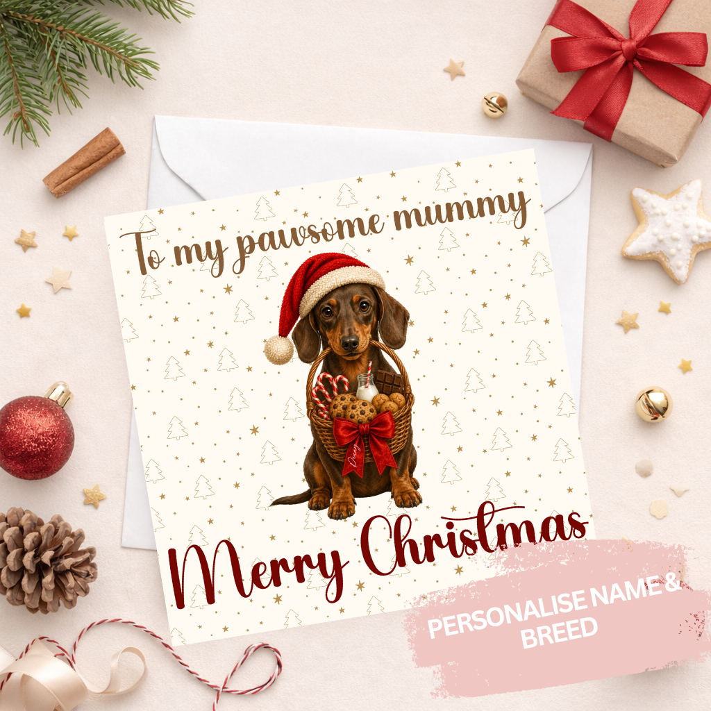 Personalised Christmas Card for Mummy | From the Dog | Custom Dog Breed Christmas Card