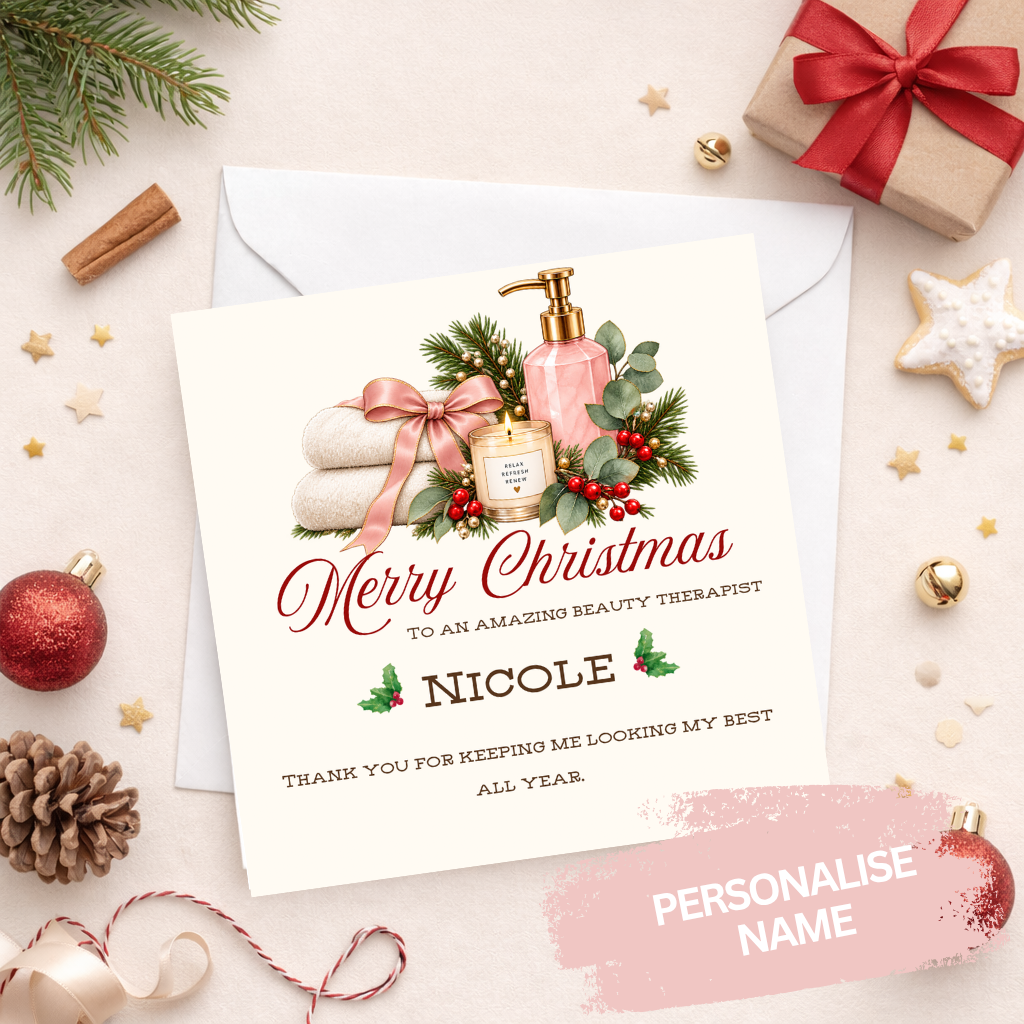 Personalised Beauty Therapist Christmas Card