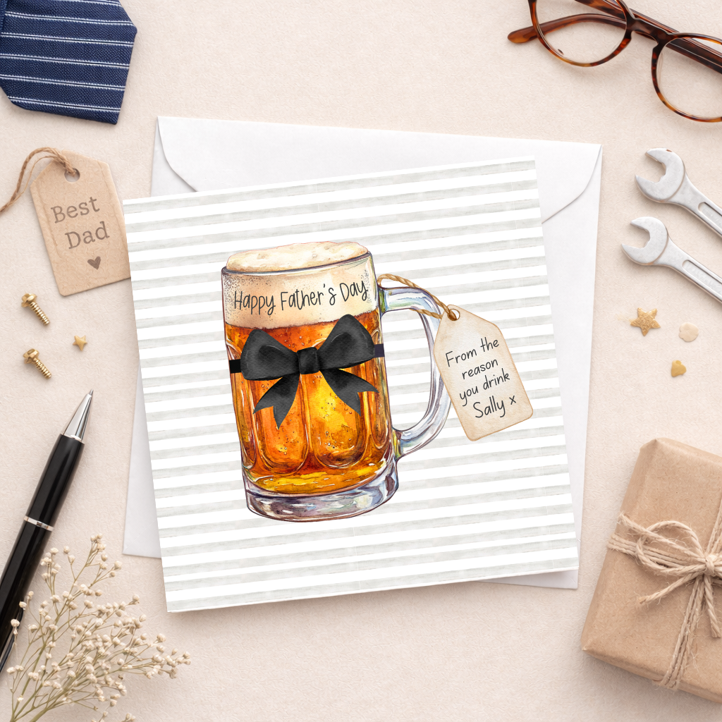 Personalised Bear Tankard Fathers Day Card