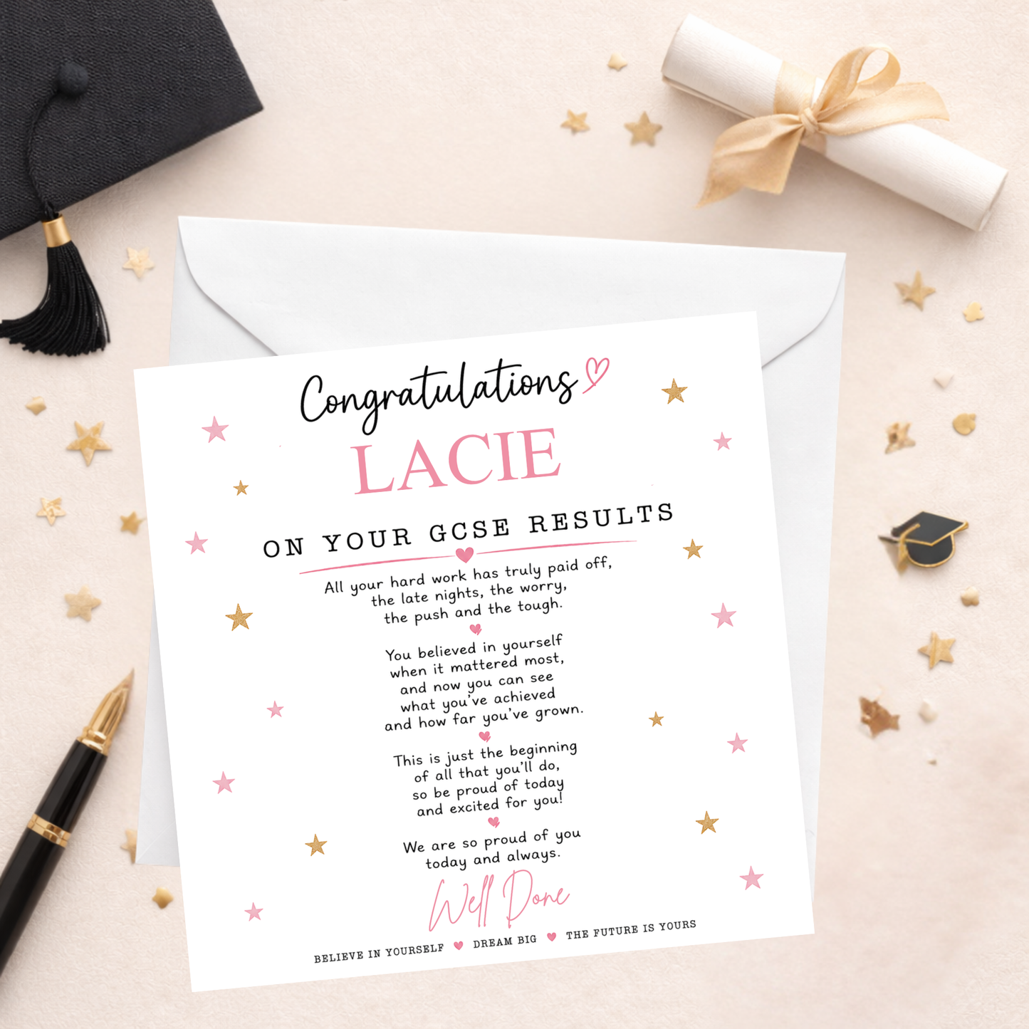 GCSE Results Card - Pink