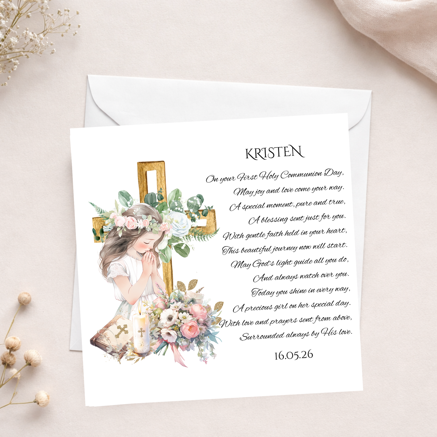 Poem Communion Card - Girl