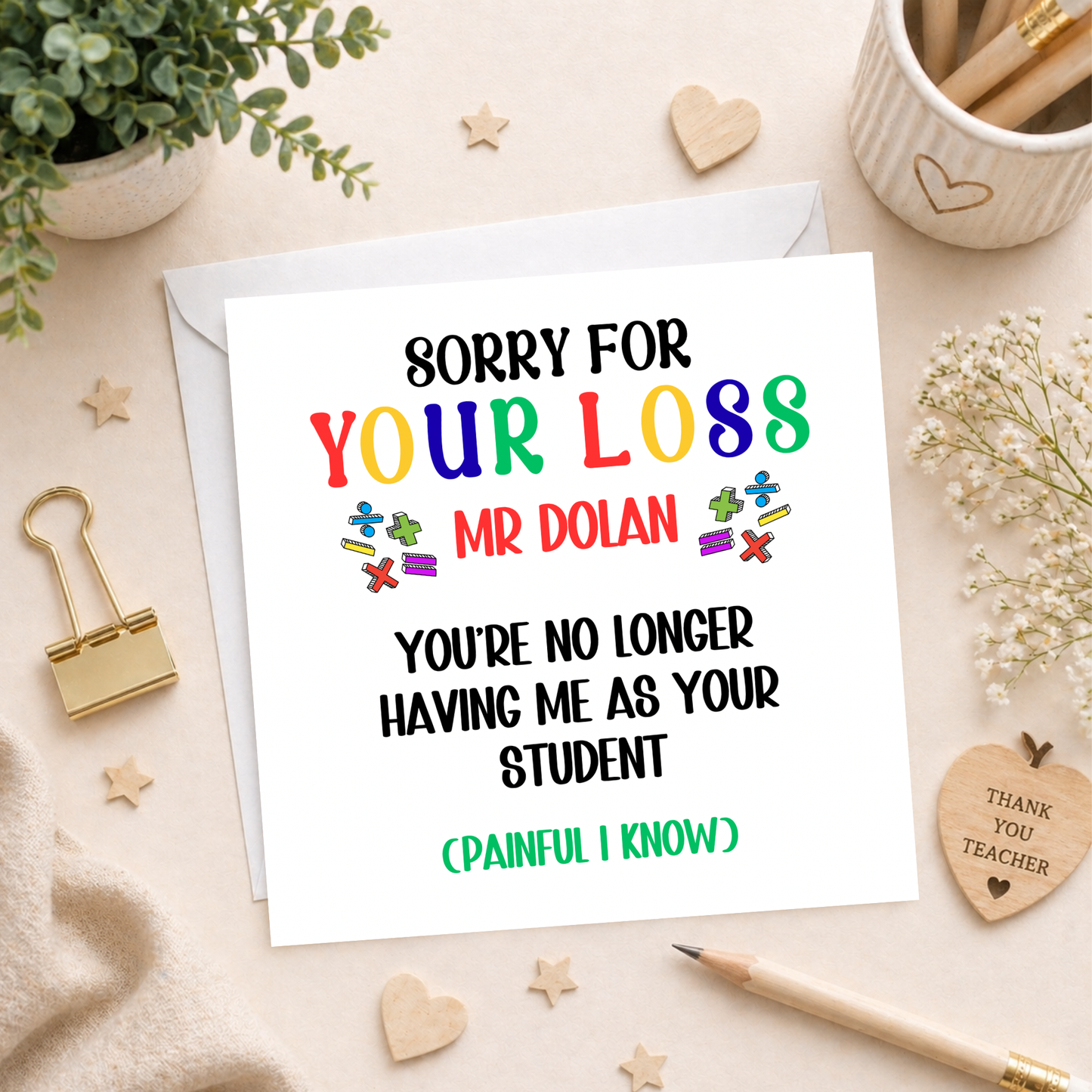 Teacher Card - Sorry for your loss