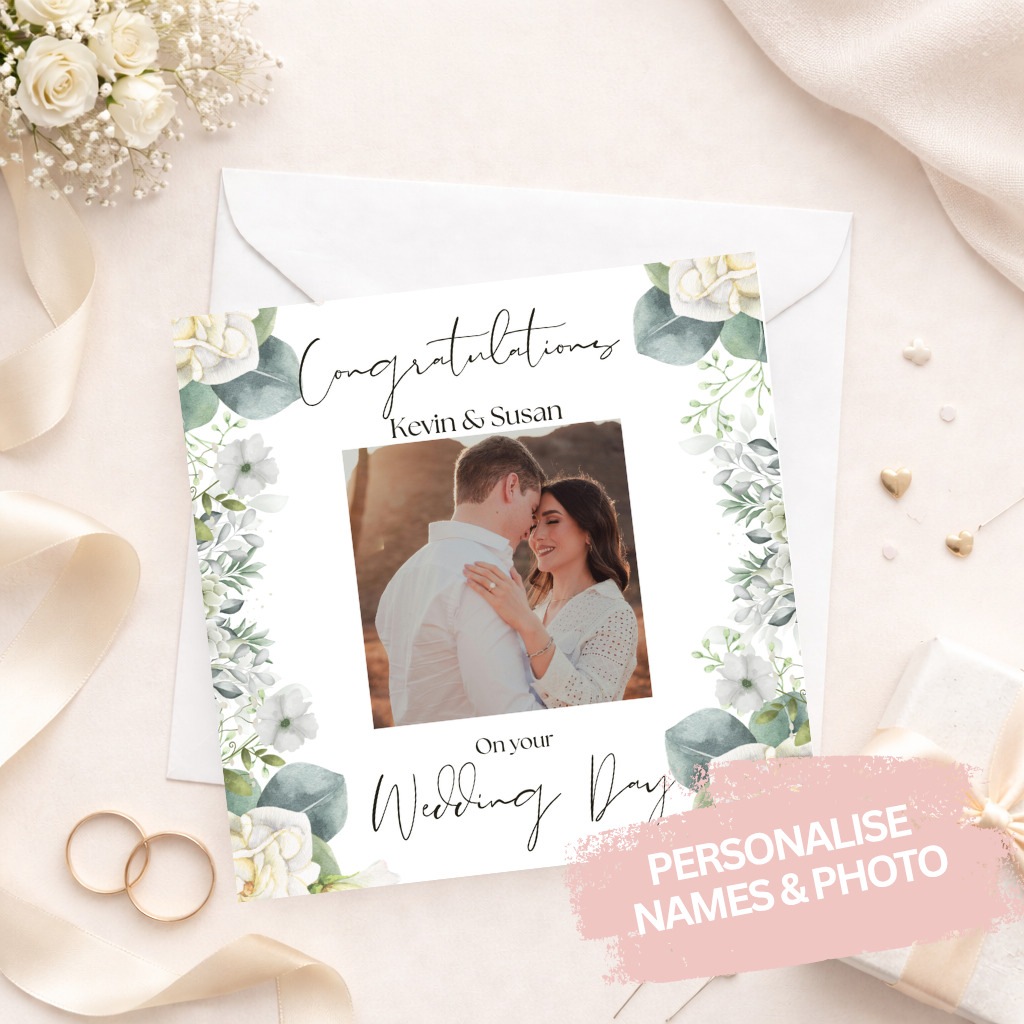 Floral Photo Wedding Card