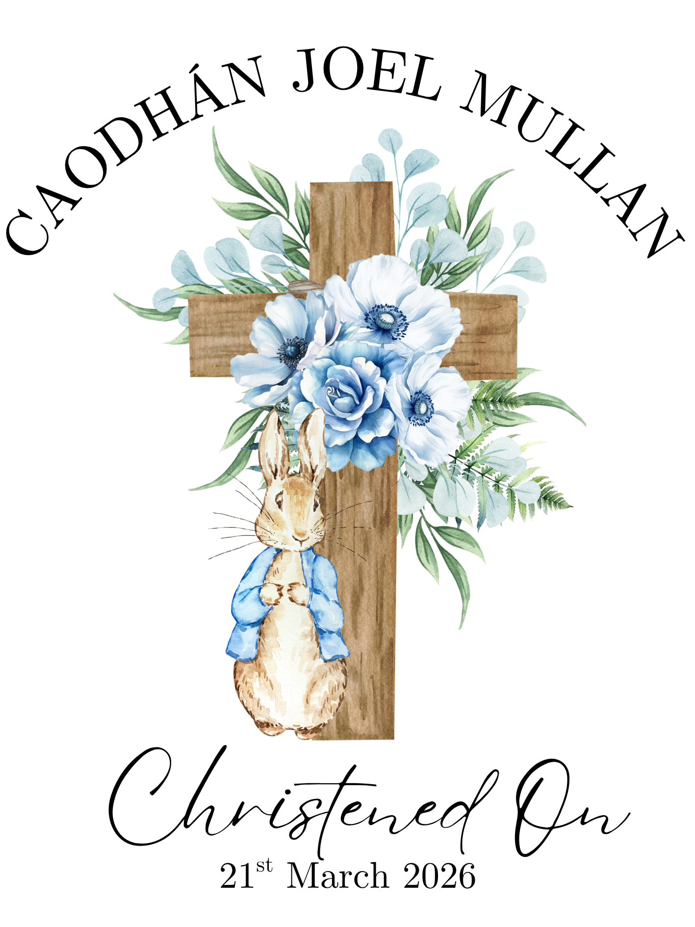 Personalised Christening Bunny - Little Rabbit Blue