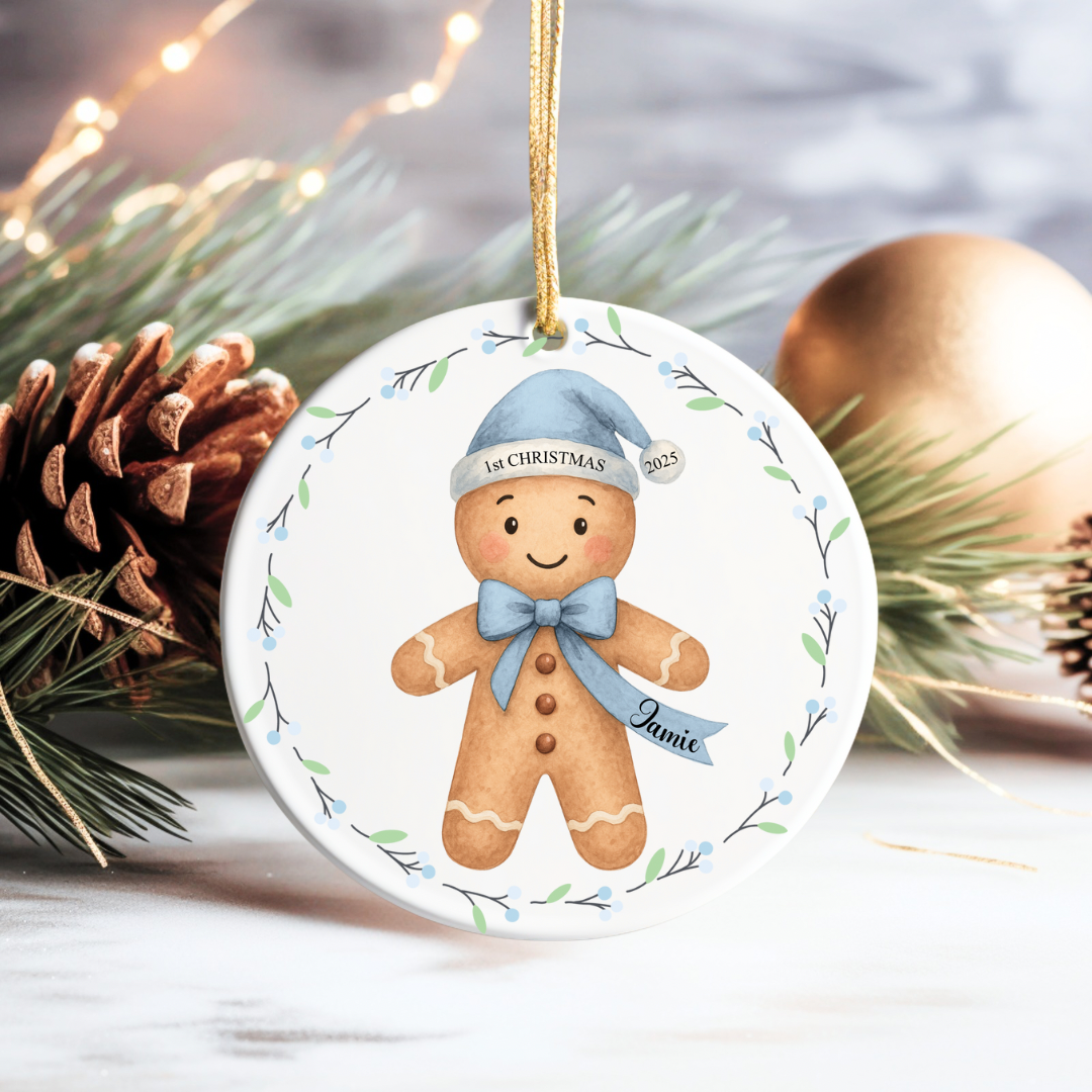 Personalised Gingerbread First Christmas Bauble