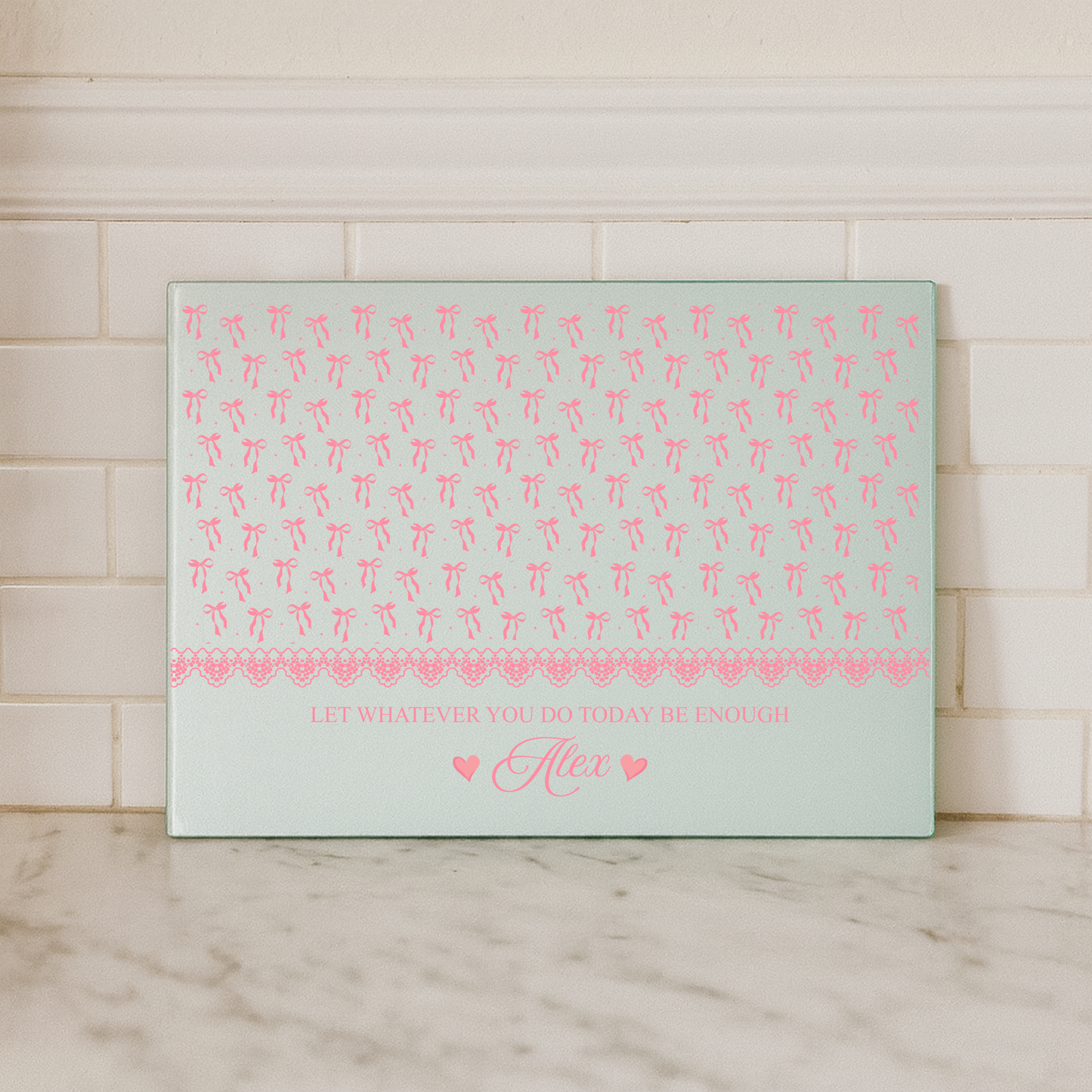 Personalised Bow Print Heat Protection Glass Board