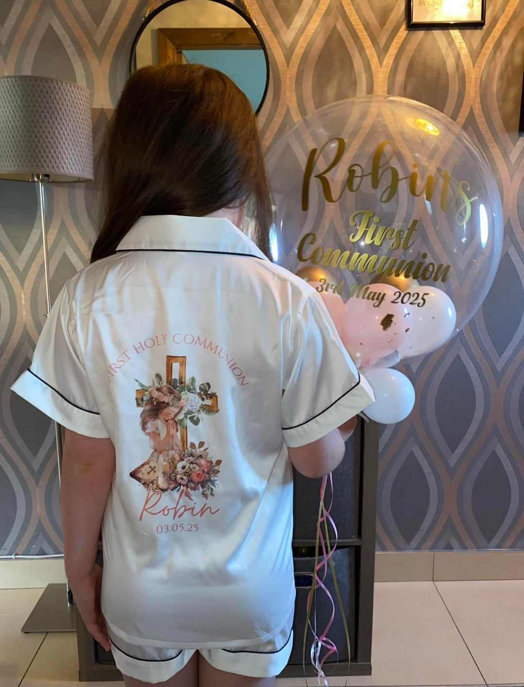 Girls Personalised Satin Pyjamas