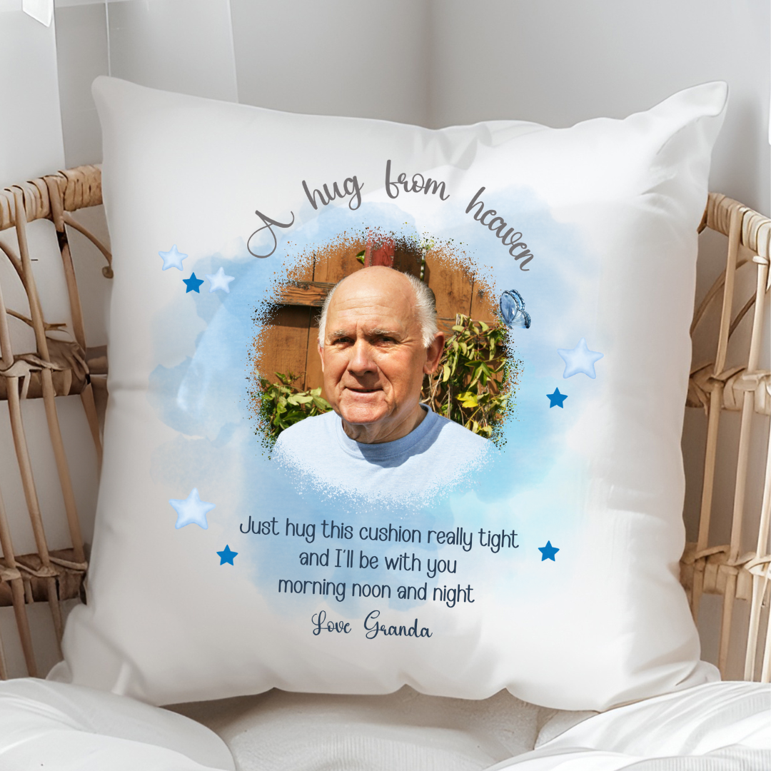 A Hug from Heaven Cushion - Blue Edition