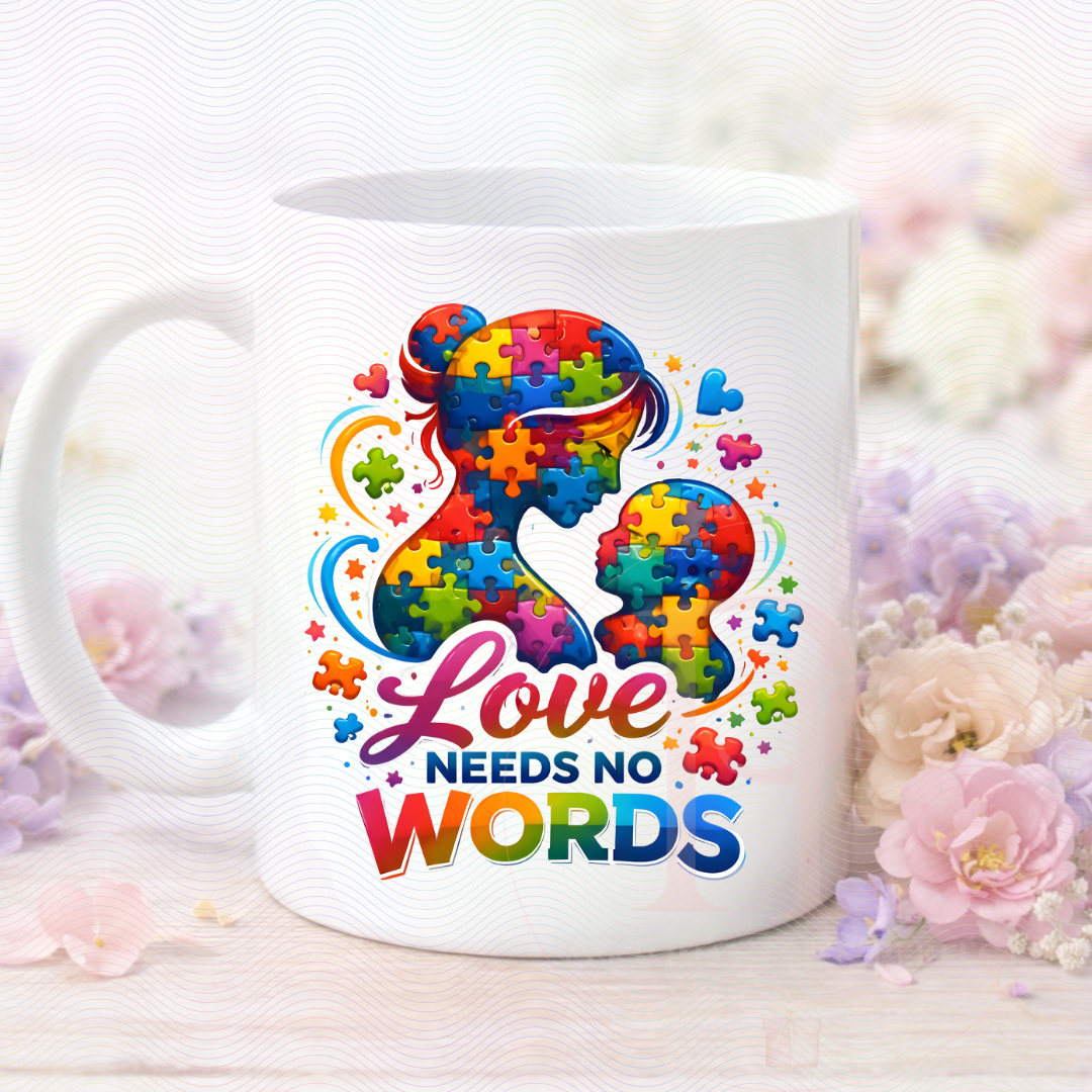 Love Needs No Words Mug – Autism Awareness
