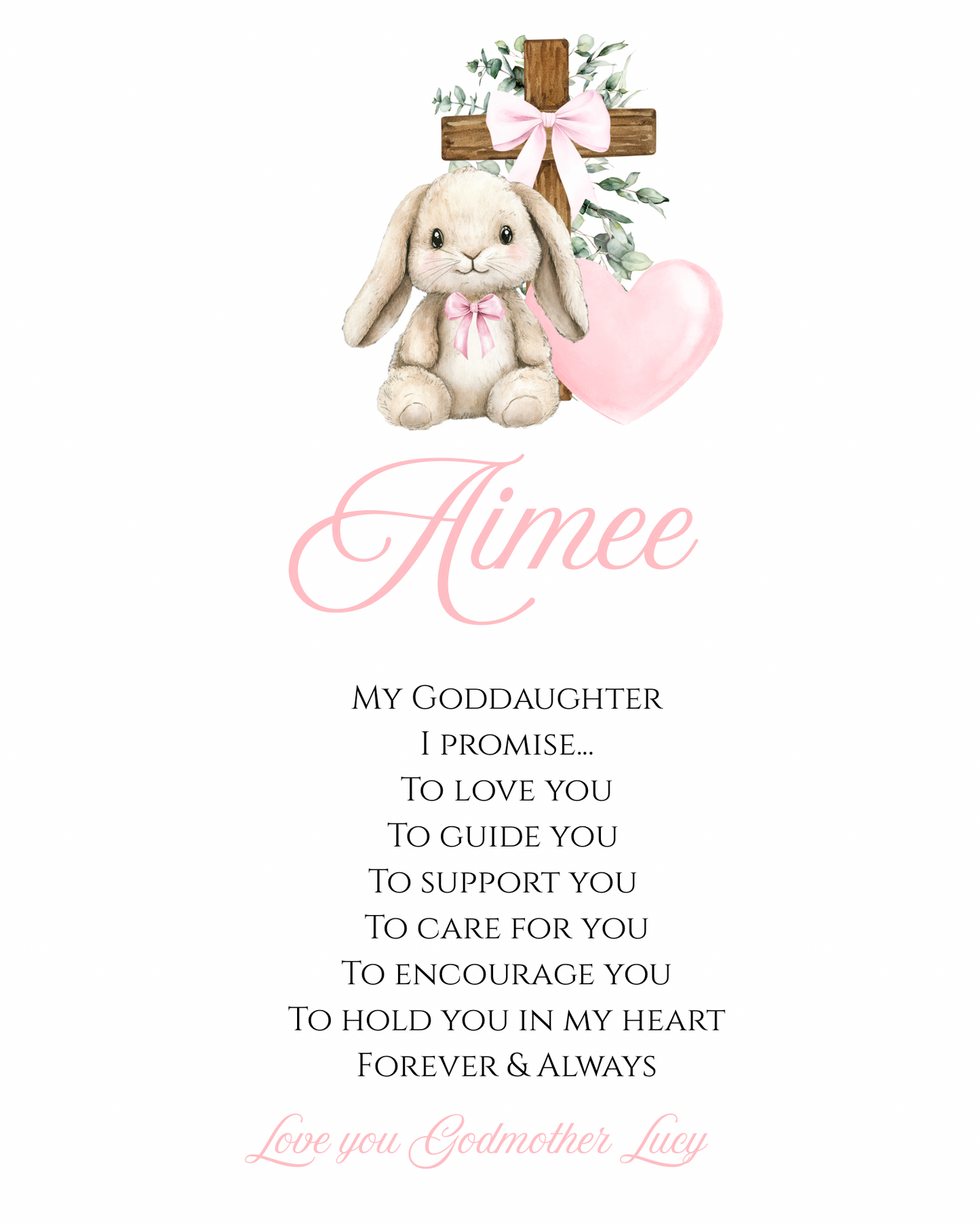 Personalised Godchild Promise Bunny