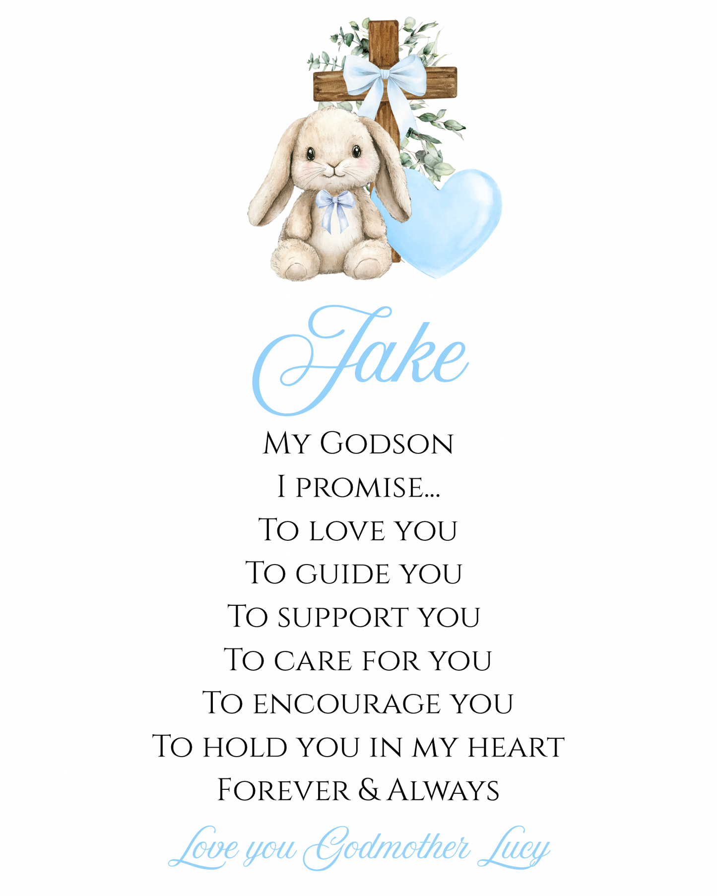 Personalised Godchild Promise Bunny