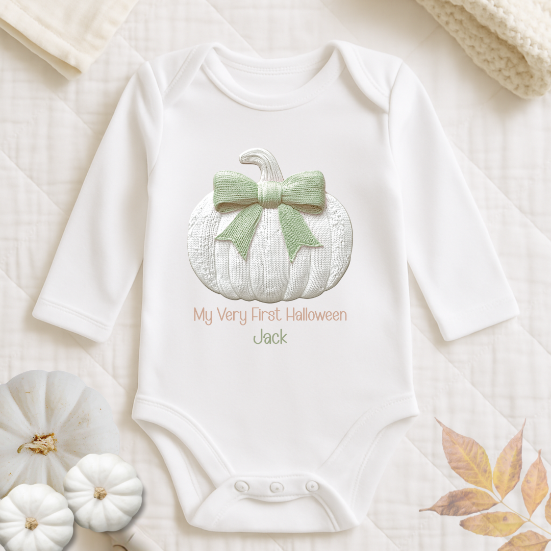 Cute Pumpkin Body Suit - Sage Green