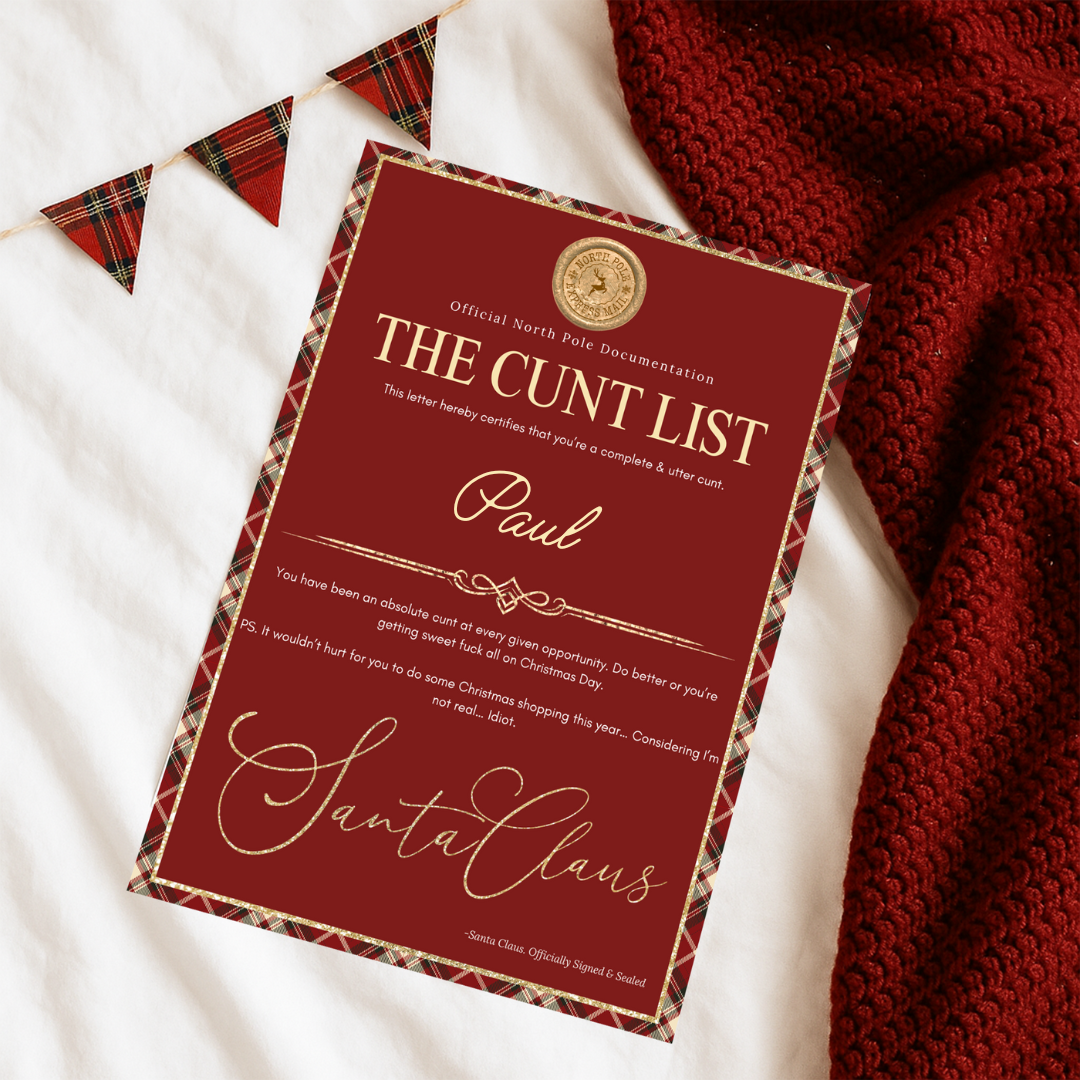 Personalised Naughty List Certificate