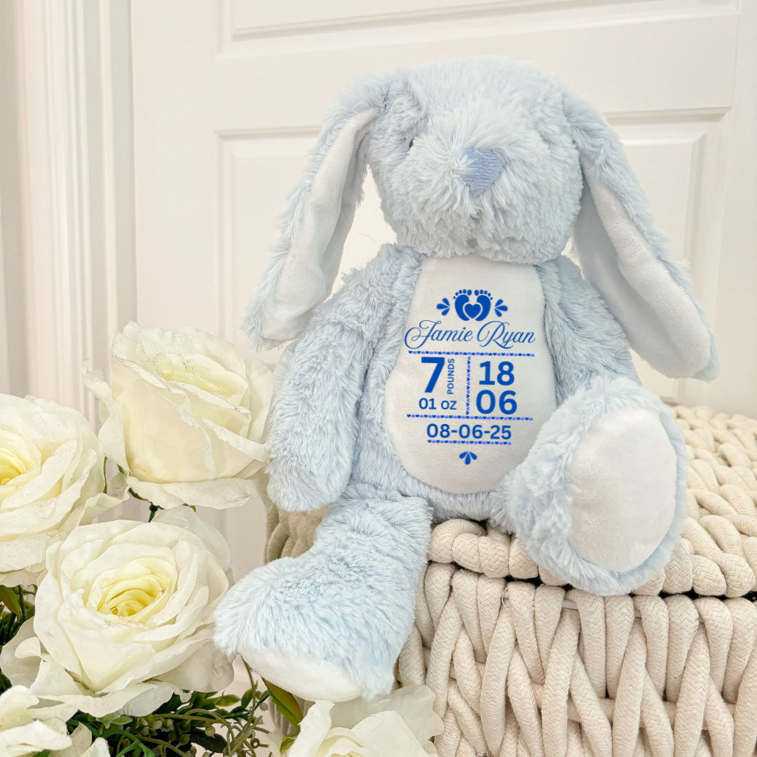 Birth Stats Bunny - Blue