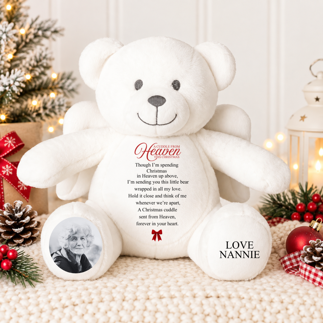 Christmas Angel Memorial Bear - Photo and Name