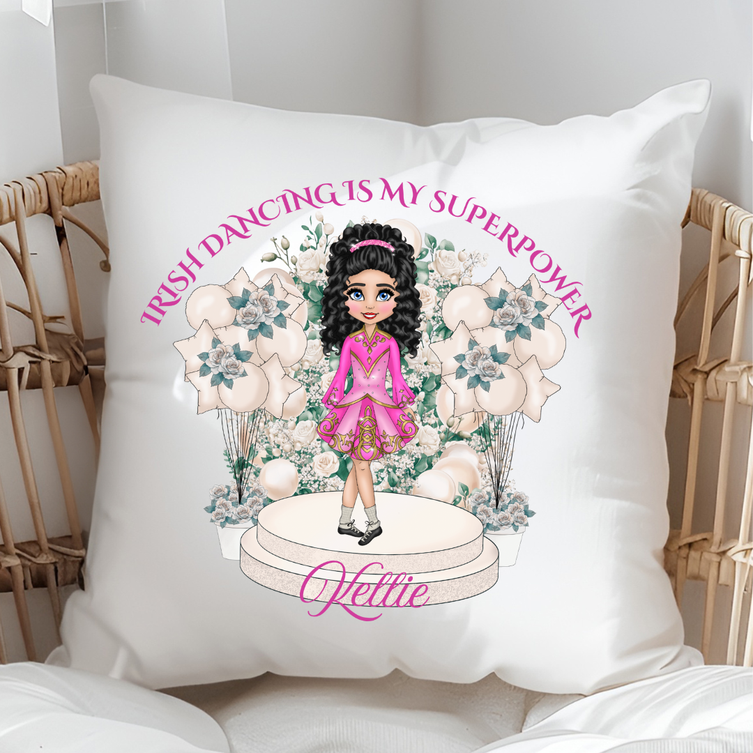 Little Irish Dancer Cushion - Pink Edition