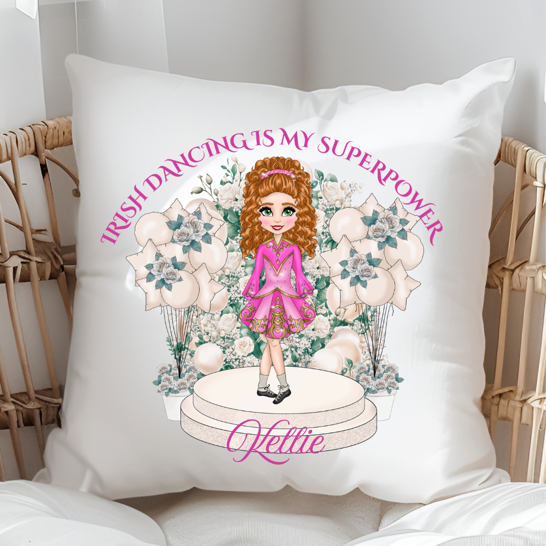 Little Irish Dancer Cushion - Pink Edition