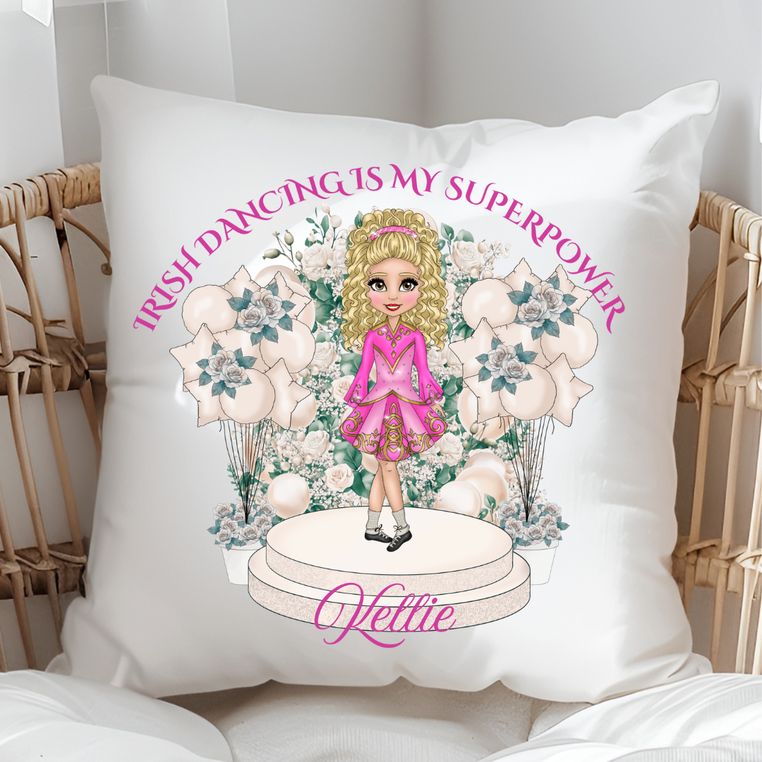 Little Irish Dancer Cushion - Pink Edition