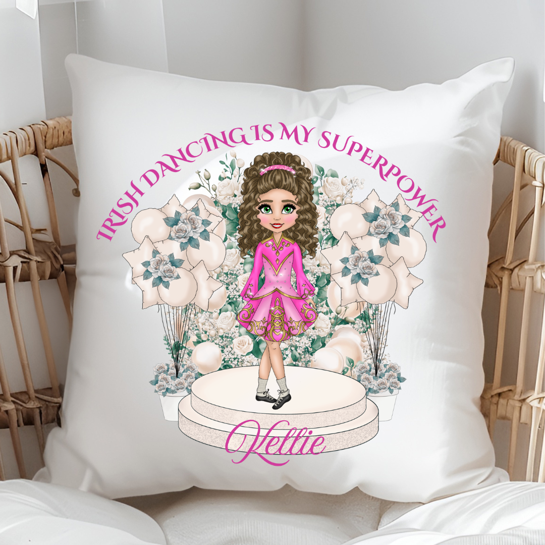 Little Irish Dancer Cushion - Pink Edition