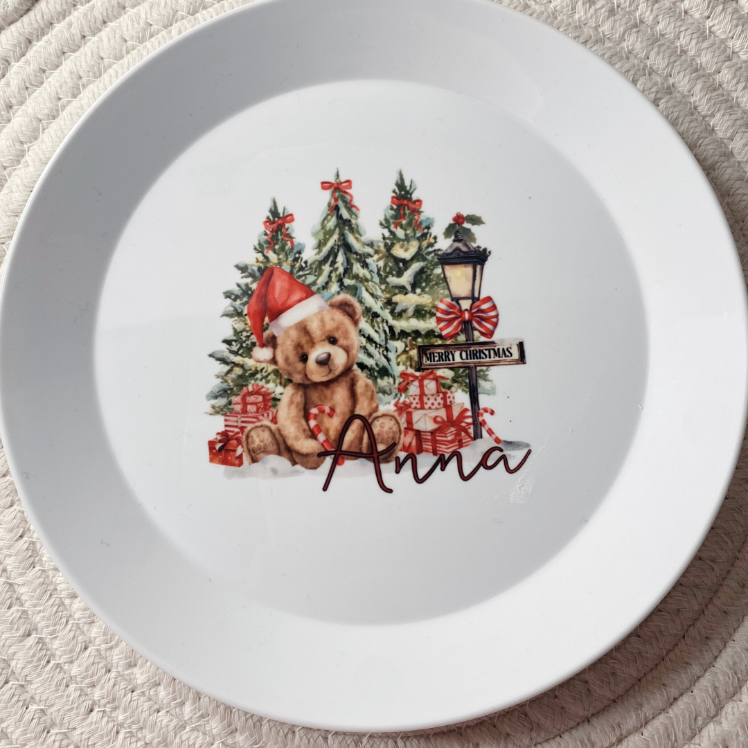 Personalised Christmas Teddy Bear Dinner Set