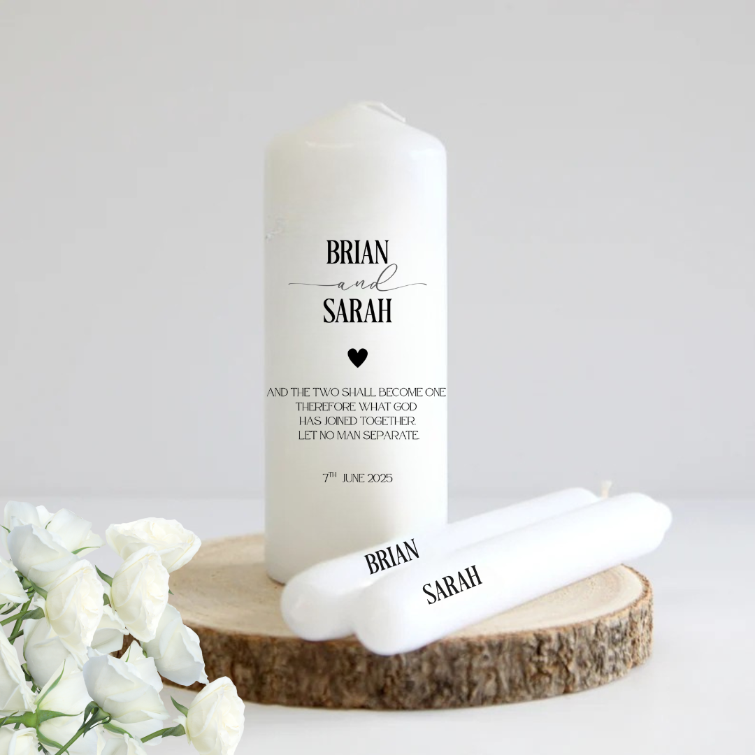 Personalised Wedding Unity Candle - Two Become One