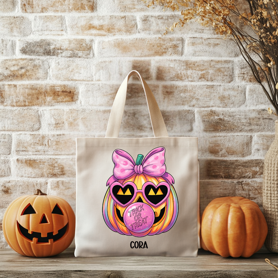 Trick or Treat Pink Pumpkin Tote