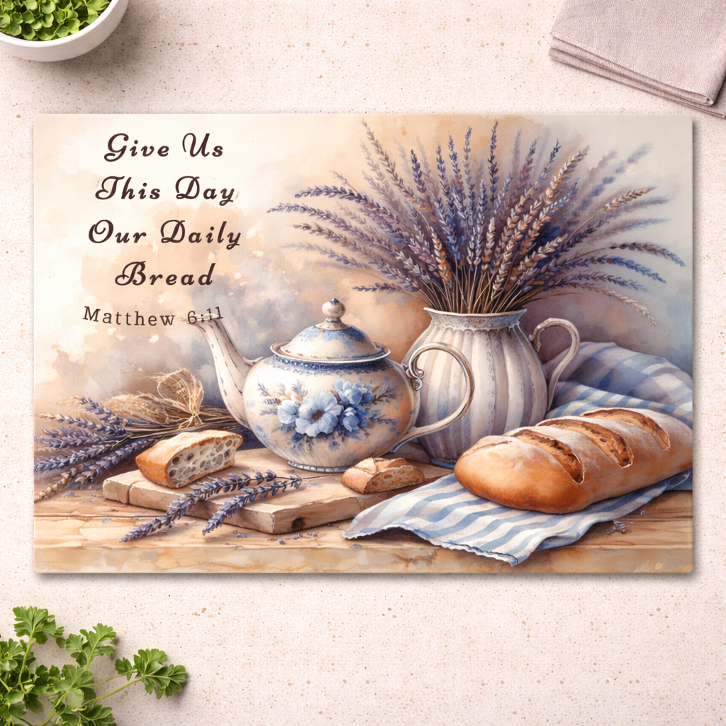 Give Us This Day Glass Chopping Board