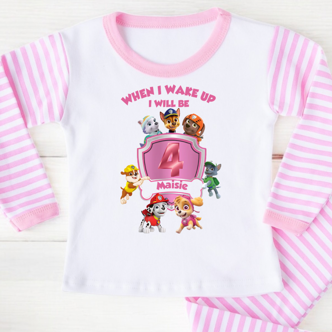 Personalised Birthday Pyjamas - Pink Paw Patrol
