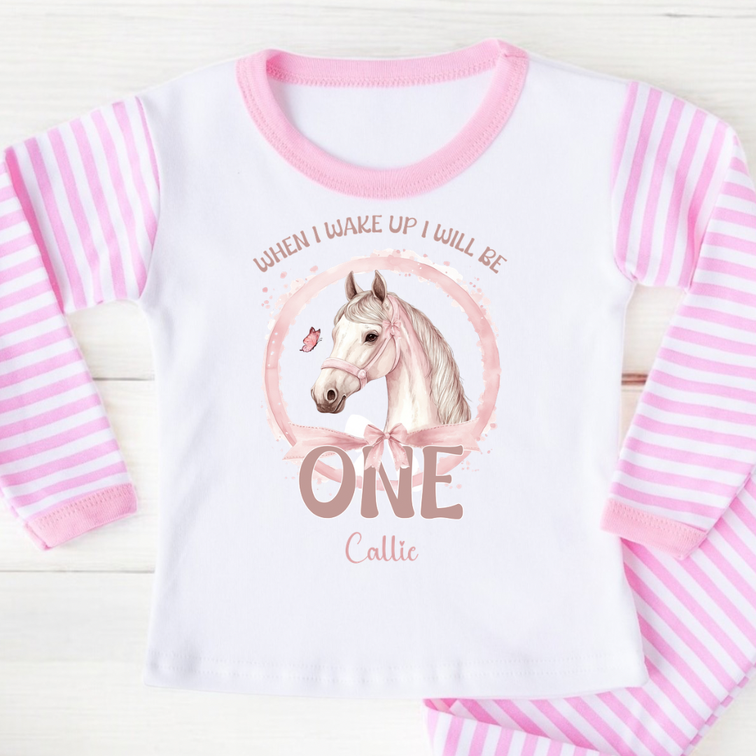 Girls Birthday Pyjamas - Little Pink Horse