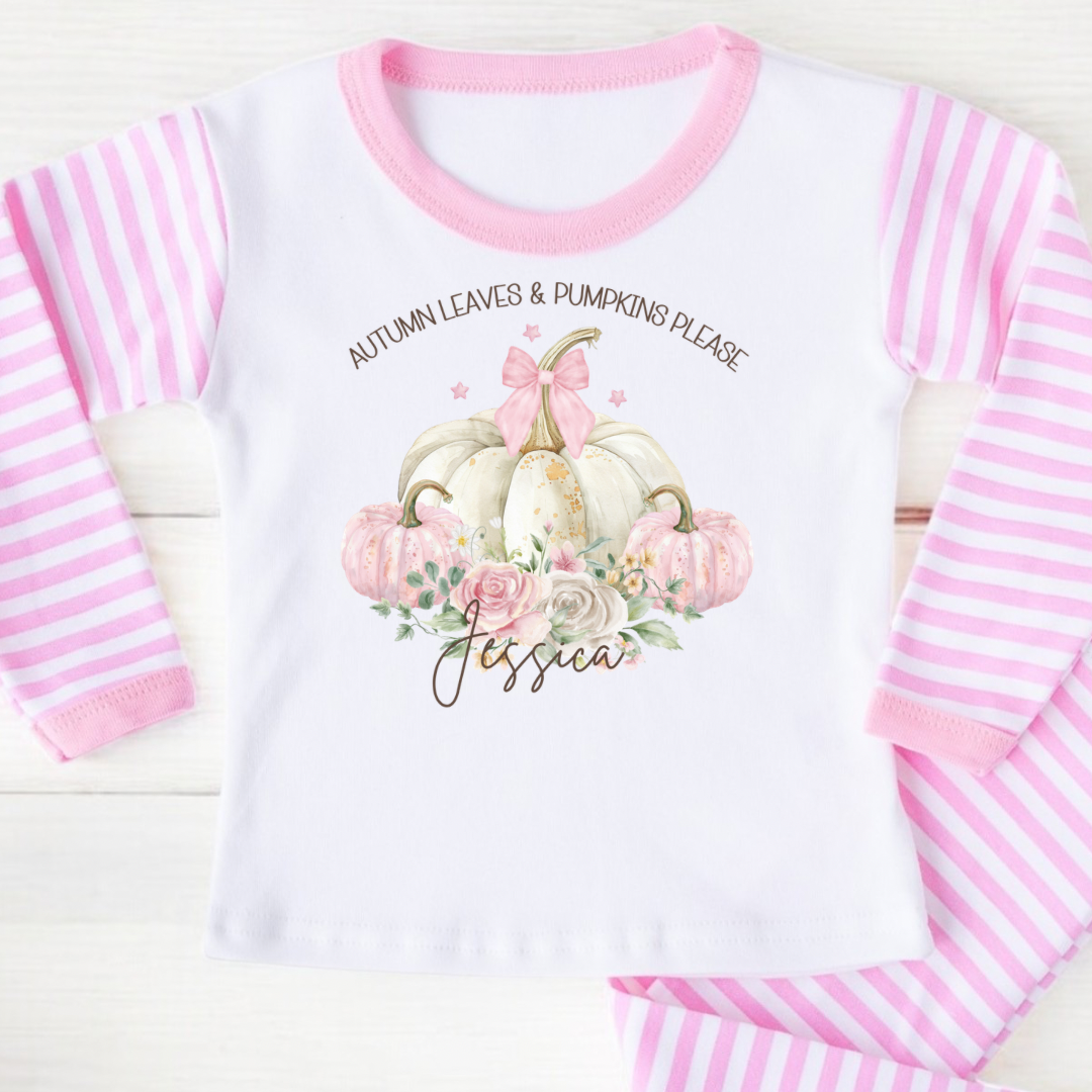 Personalised Autumn Pumpkin Pyjamas - Pink