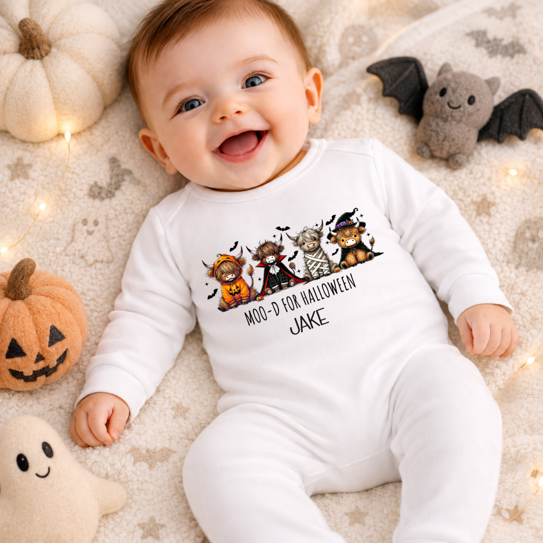 Moo-d For Halloween Personalised Baby Romper