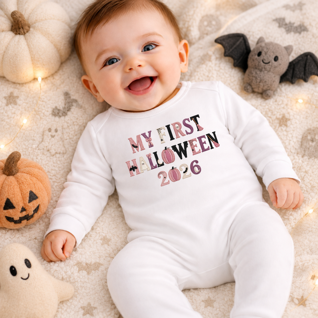 My First Halloween 2026 Baby Romper-Pink