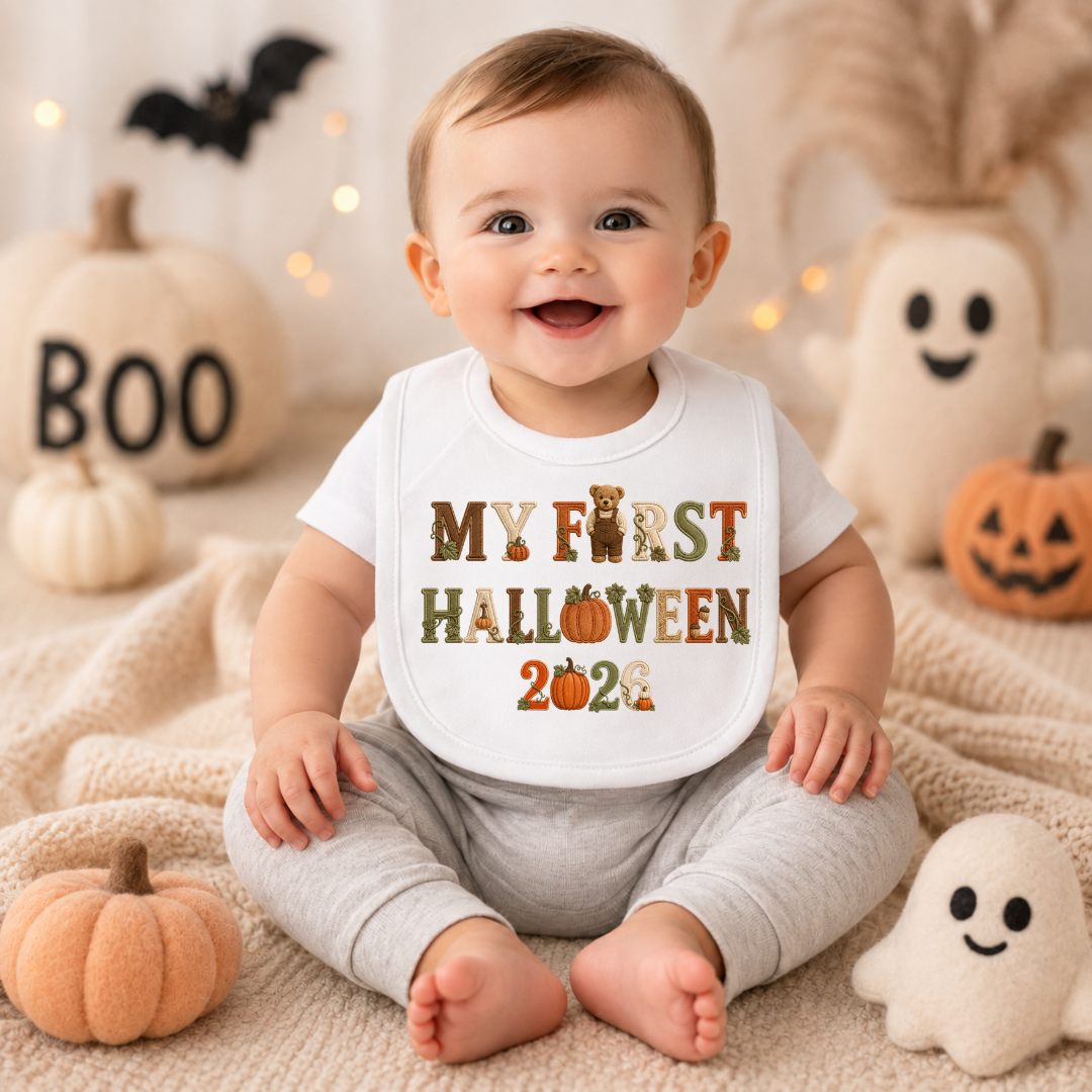My First Halloween 2026 Baby Bib - Orange