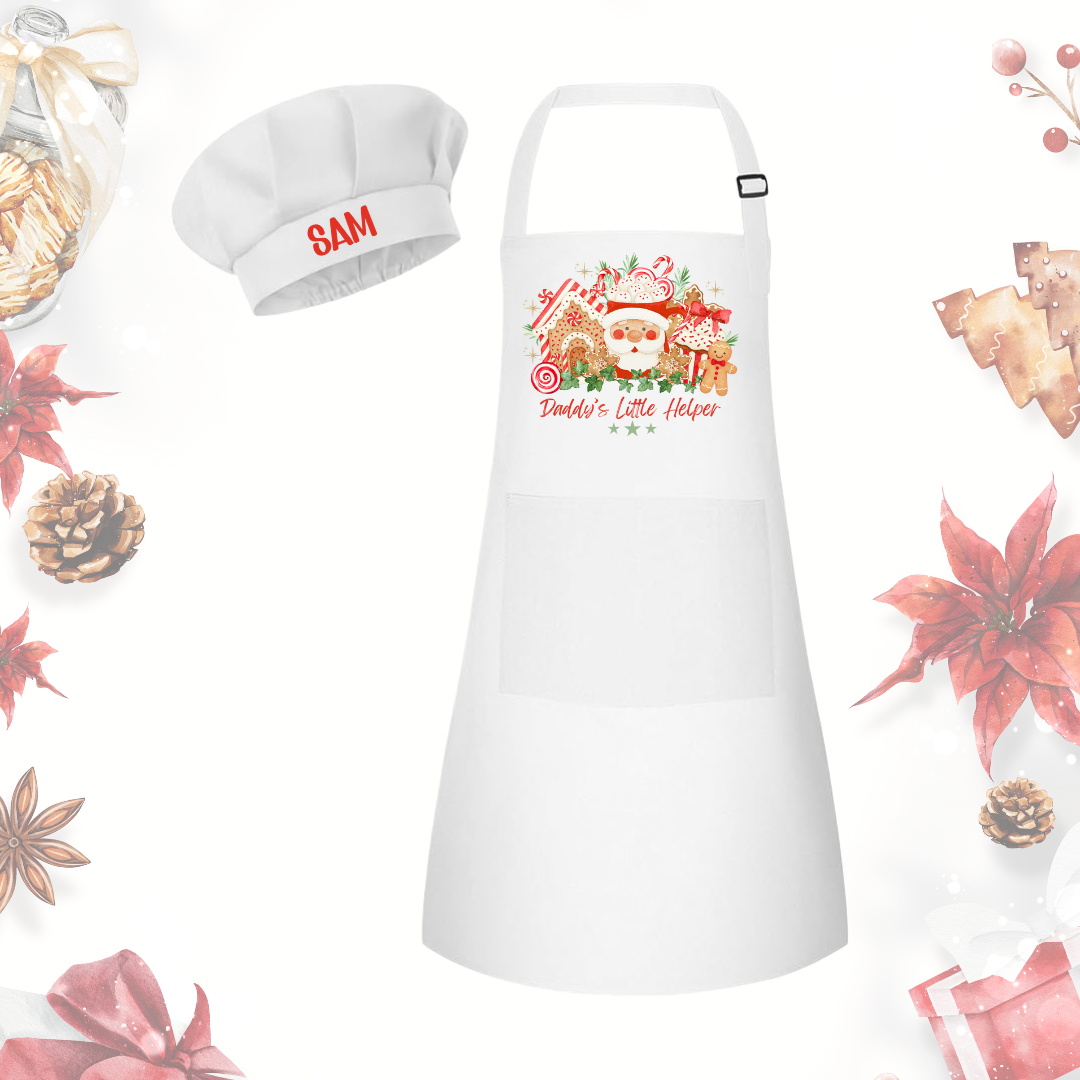 Personalised Kids Apron & Chef Hat Set – “Little Helper” Collection