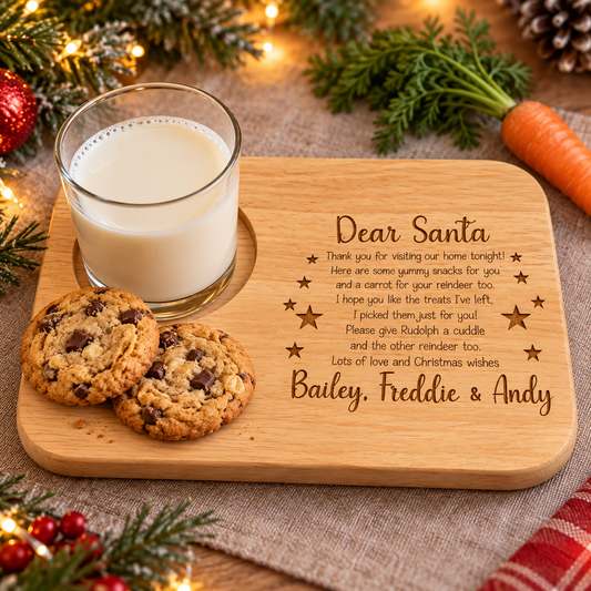 Personalised Engraved Wooden Santa Christmas Eve Snack Board