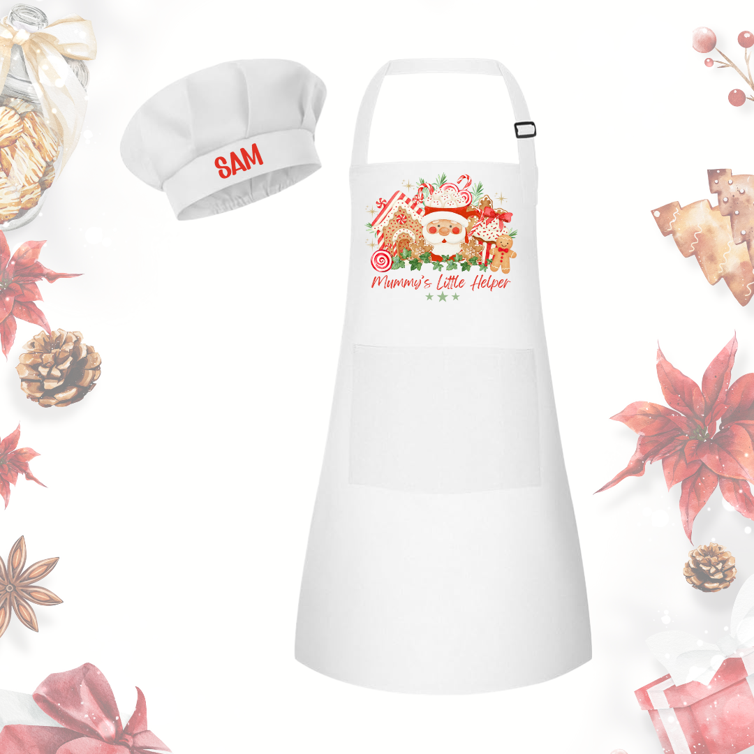 Personalised Kids Apron & Chef Hat Set – “Little Helper” Collection