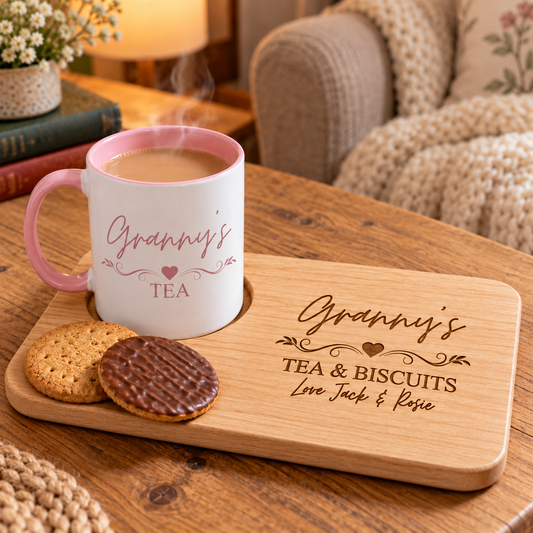 Ladies Personalised Tea & Biscuits Board with Optional Matching Mug