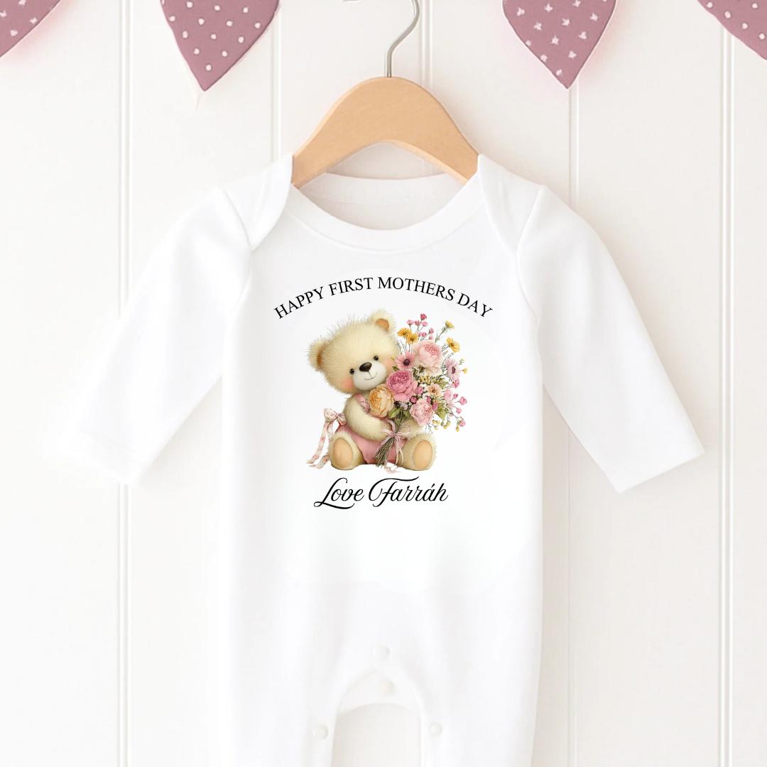 Teddy Flowers Mothers Day Romper