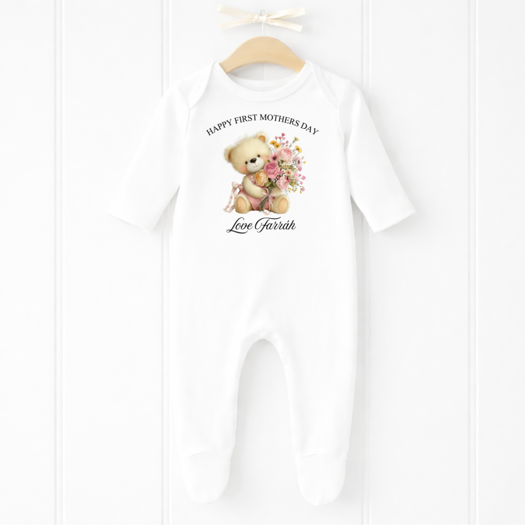 Teddy Flowers Mothers Day Romper