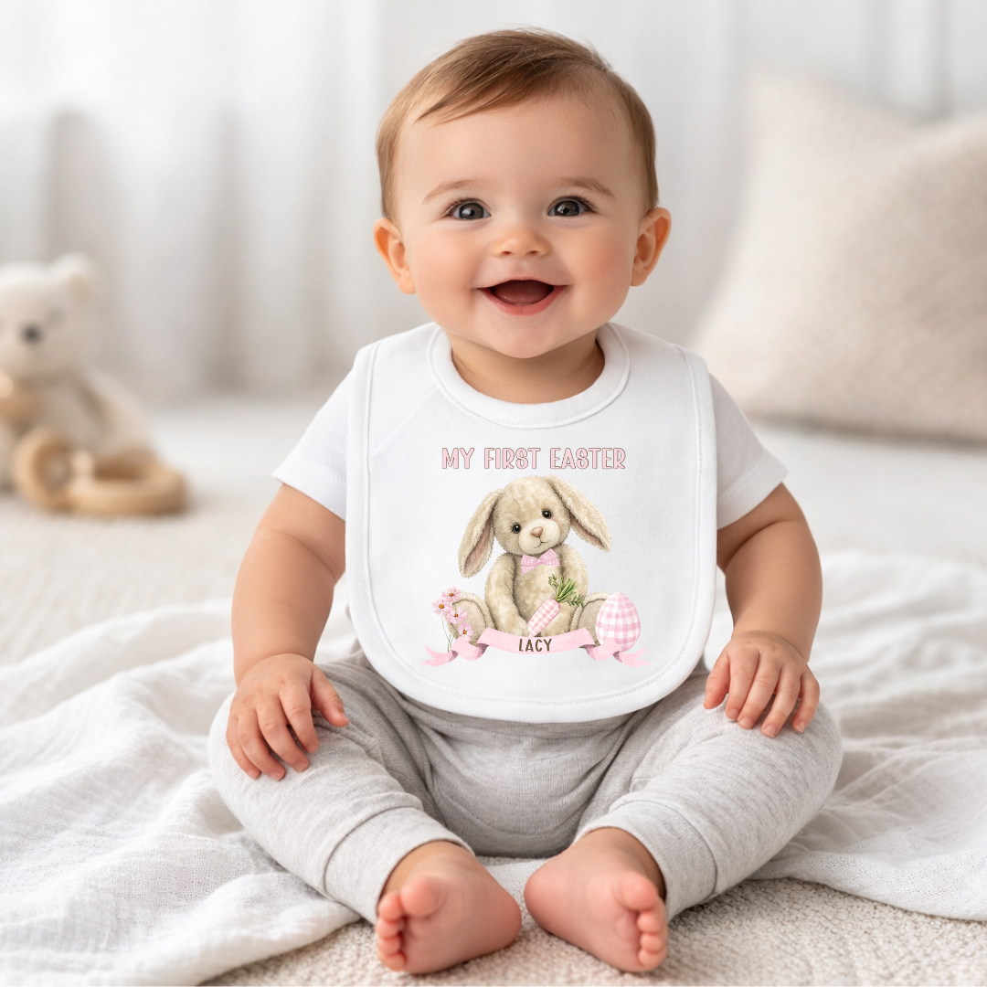 Easter Bib - Pink Bunny